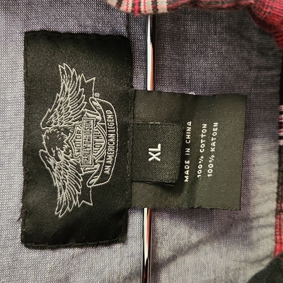 Mens Shirt, Harley-Davidson, XL, Red Plaid - Picture 5 of 6